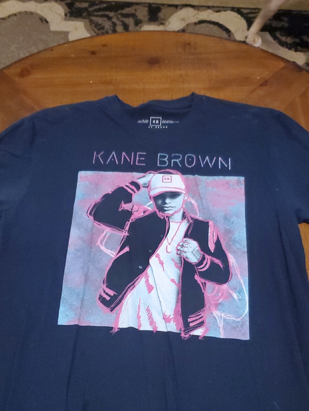 Black Short Sleeve Graphic Tee with Pink Artwork